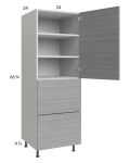 Euro Grey 24x71-1/4 Utility Cabinet with 1 Door and 2 Drawers