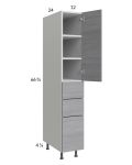 Euro Grey 12x71-1/4 Utility Cabinet with 1 Door and 3 Drawers