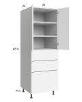 Euro Gloss White 24x71-1/4 Utility Cabinet with 2 Doors and 3 Drawers