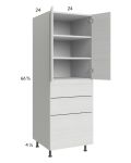 Euro White Grain 24x71-1/4 Utility Cabinet with 2 Doors and 3 Drawers