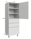 Euro White Grain 24x71-1/4 Utility Cabinet with 1 Door and 3 Drawers