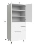 Euro Gloss White 30x71-1/4 Utility Cabinet with 2 Doors and 3 Drawers