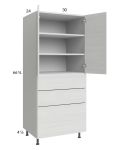 Euro White Grain 30x71-1/4 Utility Cabinet with 2 Doors and 3 Drawers