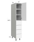 Euro Gloss White 12x71-1/4 Utility Cabinet with 1 Door and 4 Drawers