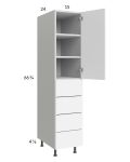 Euro Gloss White 15x71-1/4 Utility Cabinet with 1 Door and 4 Drawers
