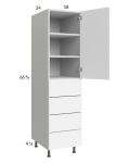 Euro Gloss White 18x71-1/4 Utility Cabinet with 1 Door and 4 Drawers