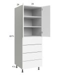Euro Gloss White 24x71-1/4 Utility Cabinet with 2 Doors and 4 Drawers