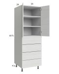 Euro White Grain 24x71-1/4 Utility Cabinet with 2 Doors and 4 Drawers