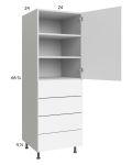Euro Gloss White 24x71-1/4 Utility Cabinet with 1 Door and 4 Drawers