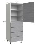 Euro Grey 24x71-1/4 Utility Cabinet with 1 Door and 4 Drawers