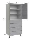 Euro Grey 30x71-1/4 Utility Cabinet with 2 Doors and 4 Drawers