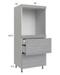Euro Grey 30x71-1/4 Single Oven Cabinet with 2 Drawers and 1 Inner Drawer