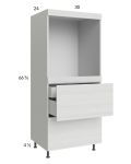 Euro White Grain 30x71-1/4 Single Oven Cabinet with 2 Drawers and 1 Inner Drawer