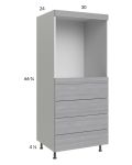 Euro Grey 30x71-1/4 Single Oven Cabinet with 4 Drawers