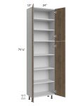 Milan Pecan 24x13x84 Pantry Cabinet (4 doors, 13" depth)