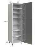 Milan Grey Gloss 24x24x84 Pantry Cabinet (2 doors, 24" depth)