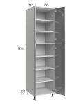 Milan Grey Gloss 24x24x90 Pantry Cabinet (4 doors, 24" depth)