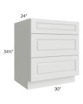 Lakewood White 30" 3-Drawer Base Cabinet 