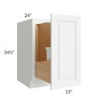 Lakewood White 15" Full Height Door Base Cabinet with Single Trashcan Pullout