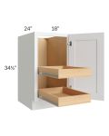 Lakewood White 18" Full Height Door Base Cabinet with 2 Rollout Trays