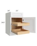 Lakewood White 21" Base Cabinet with 2 Rollout Trays
