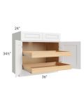 Lakewood White 36" Base Cabinet with 2 Rollout Trays