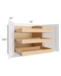 Lakewood White 36" Full Height Base Cabinet with 3 Rollout Trays