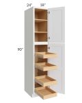 Lakewood White 18x90x24 Wall Pantry Cabinet with 4 Rollout Trays
