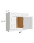 Lakewood White 42" Vanity Base Cabinet