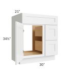 Stratton White Shaker 30" Vanity Sink Base Cabinet with Drawers on the Right