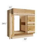 Prairie Shaker 30" Vanity Sink Base Cabinet with Drawers on the Right 