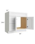 Stratton White Shaker 36" Vanity Sink Base Cabinet with Drawers on the Left