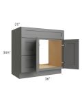 Stratton Dark Grey Shaker 36" Vanity Sink Base Cabinet with Drawers on the Left