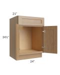 Asheville Rift Oak Shaker 24" Vanity Sink Base Cabinet