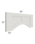 Midtown Light Grey Shaker 36" Arched Recessed Panel Valance (Trimmable)
