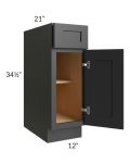 Midtown Black Shaker 12" Vanity Base Cabinet