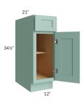 Midtown Mint Green Shaker 12" Vanity Base Cabinet