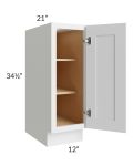 Midtown White Shaker 12" Full Height Door Vanity Base Cabinet