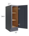 Midtown Indigo Shaker 12" Full Height Door Vanity Base Cabinet
