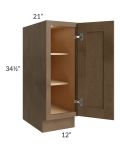 Midtown Mocha Shaker 12" Full Height Door Vanity Base Cabinet