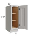 Salem Light Grey 12" Full Height Door Vanity Base Cabinet