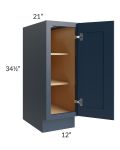 Midtown Blue Shaker 12" Full Height Door Vanity Base Cabinet
