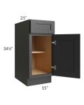 Midtown Black Shaker 15" Vanity Base Cabinet