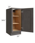 Midtown Dark Grey Shaker 15" Full Height Door Vanity Base Cabinet