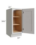 Midtown Light Grey Shaker 15" Full Height Door Vanity Base Cabinet