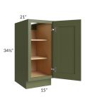 Midtown Hunter Green Shaker 15" Full Height Door Vanity Base Cabinet