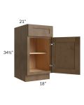 Midtown Mocha Shaker 18" Vanity Base Cabinet