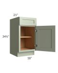 Midtown Pistachio Green Shaker 18" Vanity Base Cabinet
