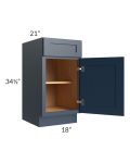 Midtown Blue Shaker 18" Vanity Base Cabinet