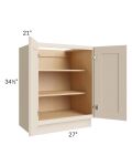 Midtown Cream Shaker 27" Full Height Door Vanity Base Cabinet